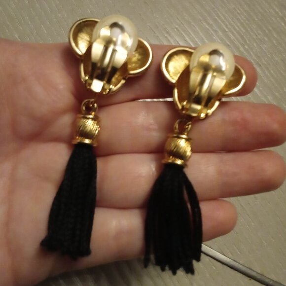 Swarovski Dangle Crystal Tassel Clip-on Earrings Celtic Twist - Picture 8 of 11